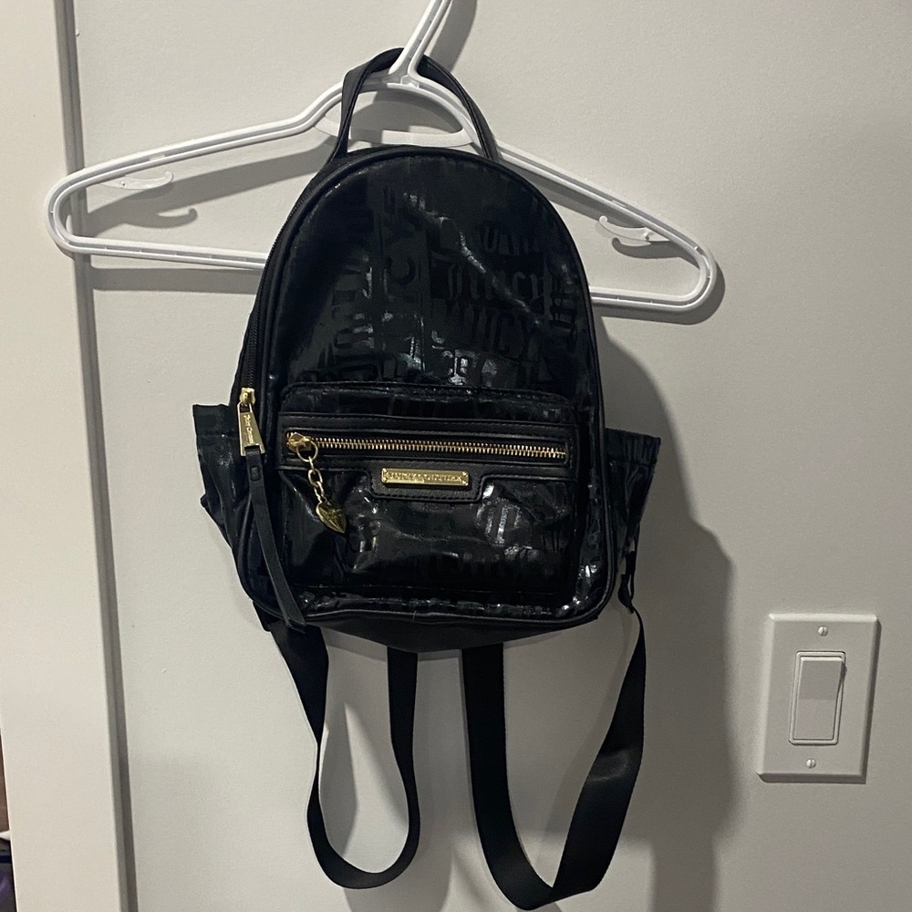 Black Mini Juicy Couture Backpack with Gold Accents